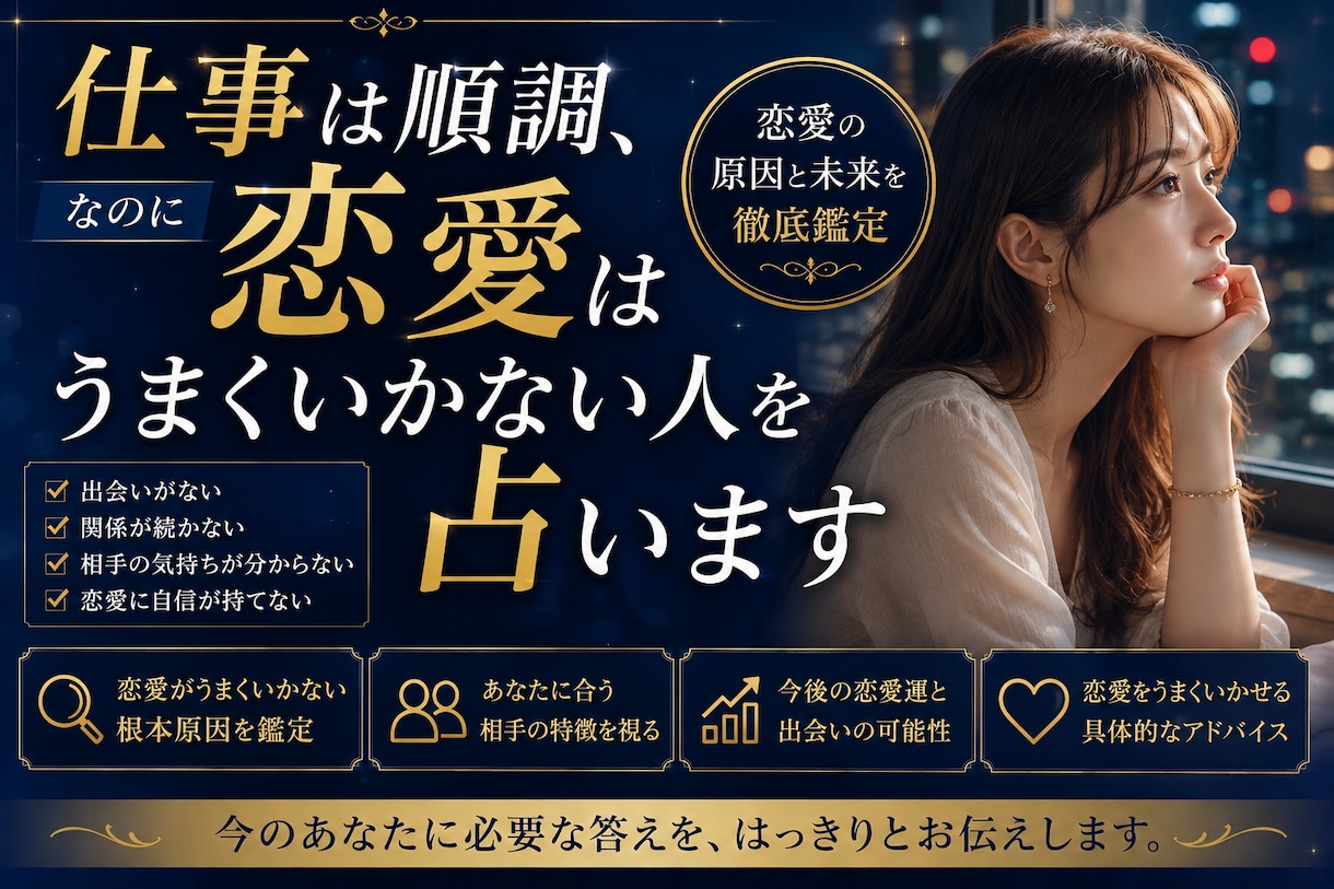 仕事は順調なのに恋愛はうまくいかない人を占います なぜ仕事は順調なのに恋愛だけ空回りするのか視ます イメージ2