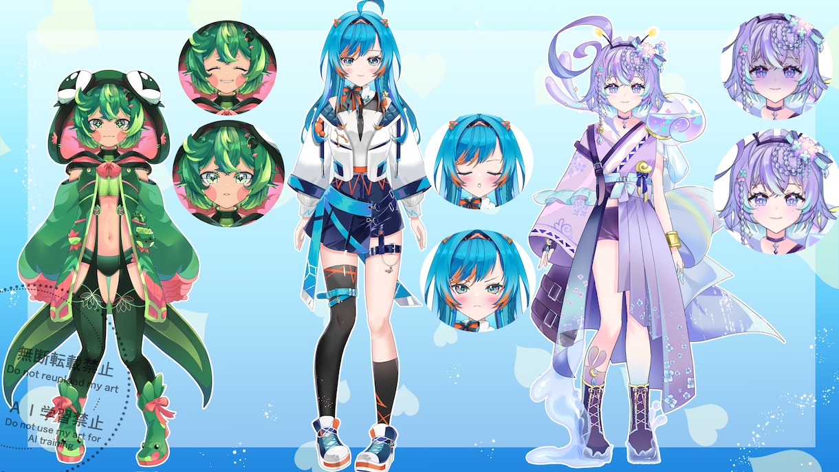 VTuberキャラクターデザイン制作します Live2D用PSDパーツ分け / 表情5種 / 商用利用可 イメージ2