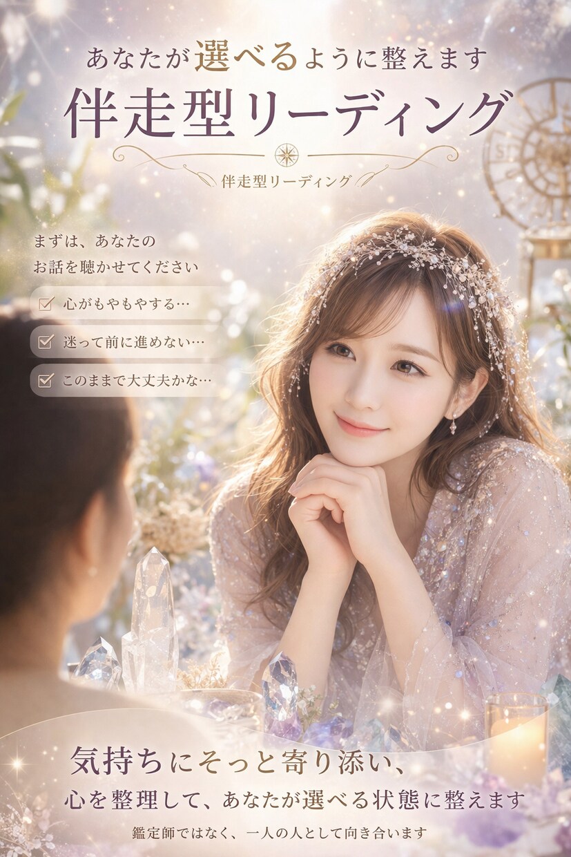 誰にも言えなかった気持ち、ここでお聴きします 〜あなたが選べるように整える伴走型リーディング〜 イメージ1