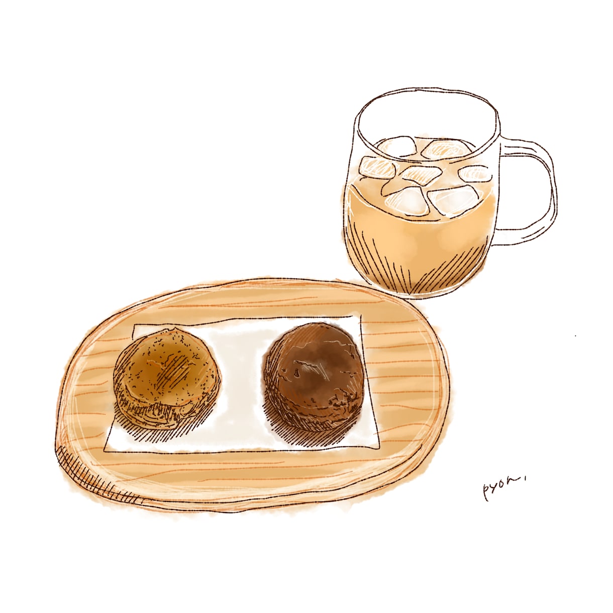 カフェなどの宣伝に使えるメニューイラストを描きます お店のメニューやPOP、SNS等で使えるイラスト作成します イメージ1