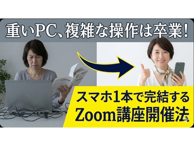 40代女性・起業｜スマホ1台でZoom講座できます パソコン不要！資料共有からセールスまで、スマホ1本で完結 イメージ1