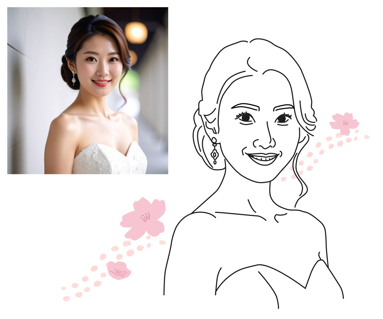 スタイリッシュな線画の似顔絵制作いたします お気に入りの写真をベースにトレースさせていただきます イメージ4