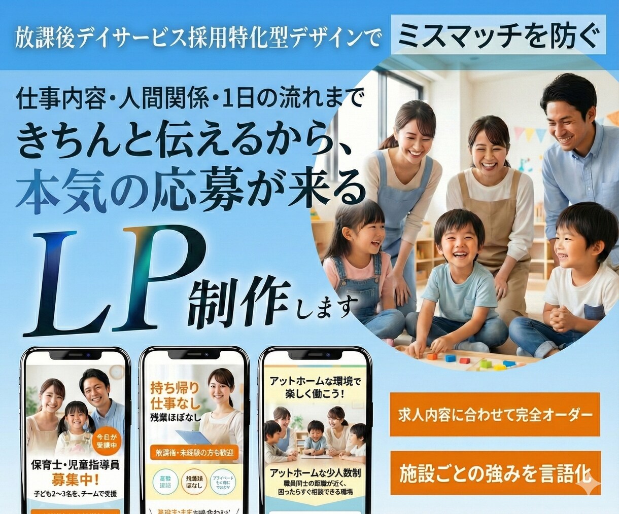 モニター価格！完全オリジナル採用LPを制作します 障害福祉・訪問介護・放課後等デイ特化｜現場目線の採用LP制作 イメージ1