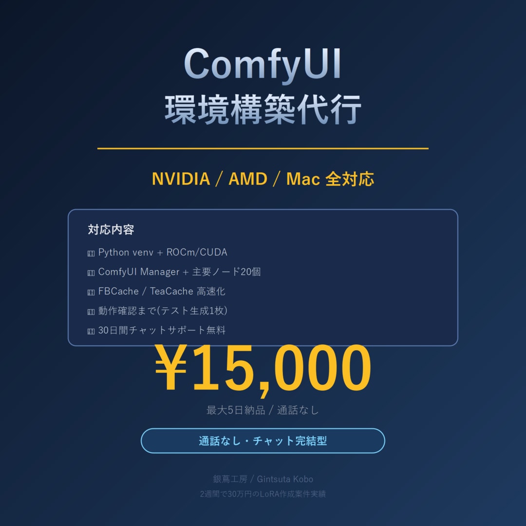 ComfyUI環境を完璧にセットアップします NVIDIA/AMD/Mac対応 チャット完結型支援 イメージ1