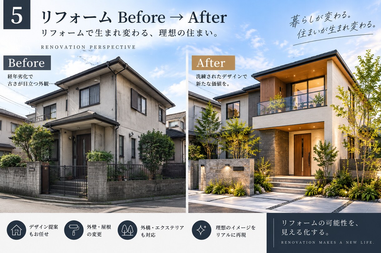 リアルな建築・外観パースを高品質で作成します 住宅・店舗・リフォームの完成イメージをリアルに再現 イメージ5