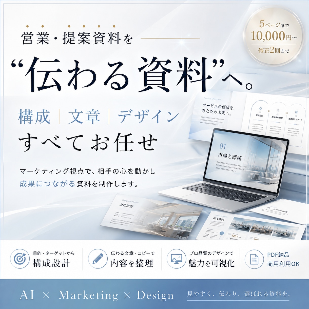 伝わる営業・提案資料を制作します マーケティング視点で構成・文章・デザインまで一貫制作 イメージ1