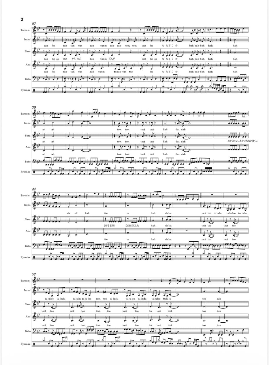 アカペラ編曲、アレンジを書きます 4声から7声まで、メンバーや想いに寄り添う楽譜をしたためます イメージ1