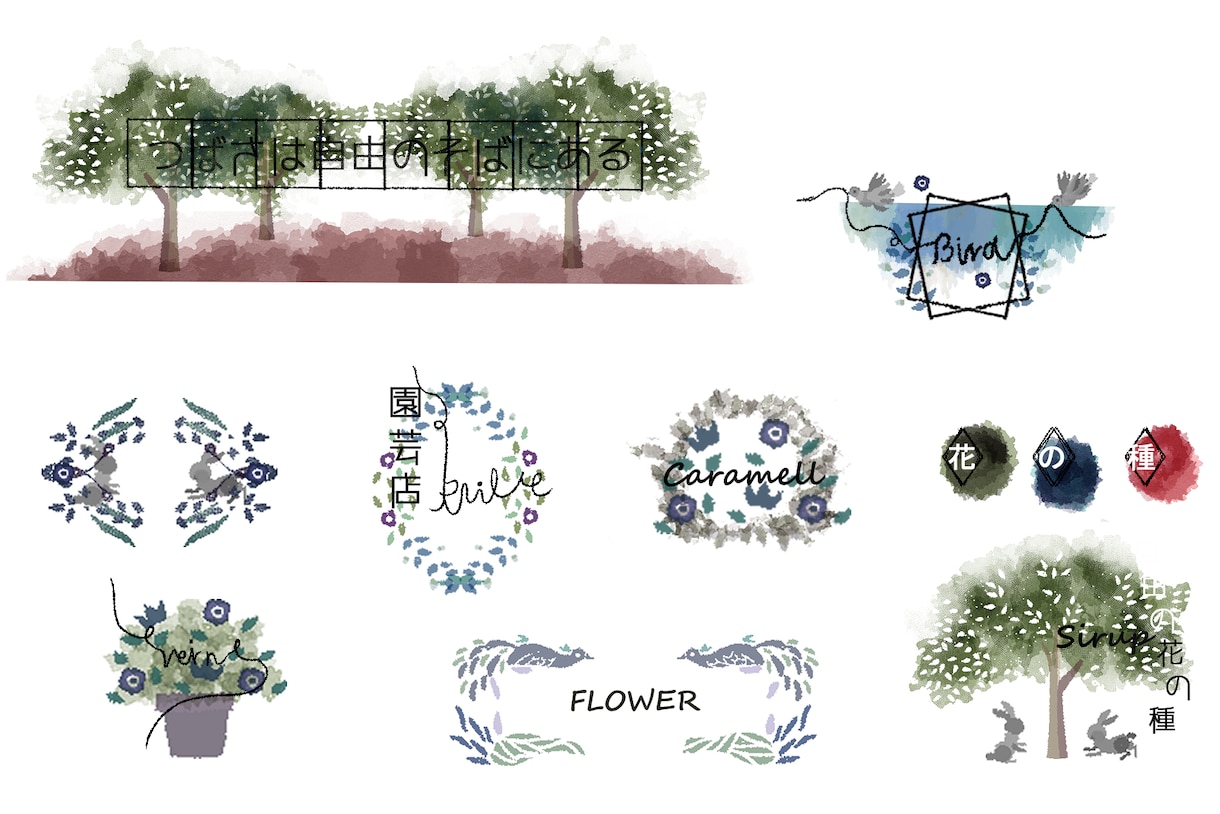 煌めく イラスト ロゴを、お描き致します 乙 女 心 を くすぐる  線 画  の  ロ ゴを 作 成 イメージ5