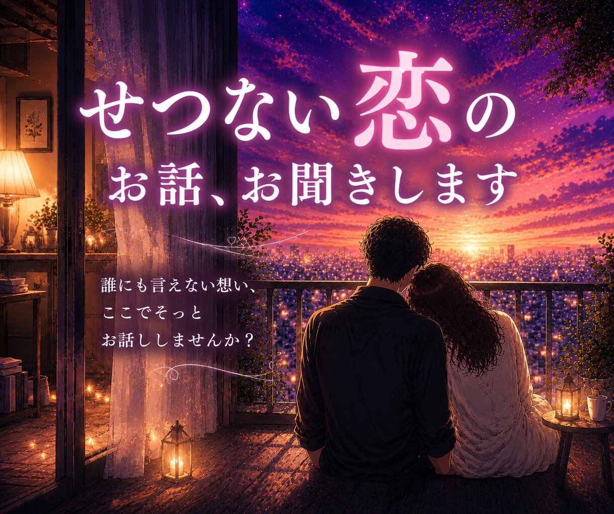 誰にも言えないせつない恋に寄り添います 無理に前向きにならなくても大丈夫です。お聞きする専門です。 イメージ2