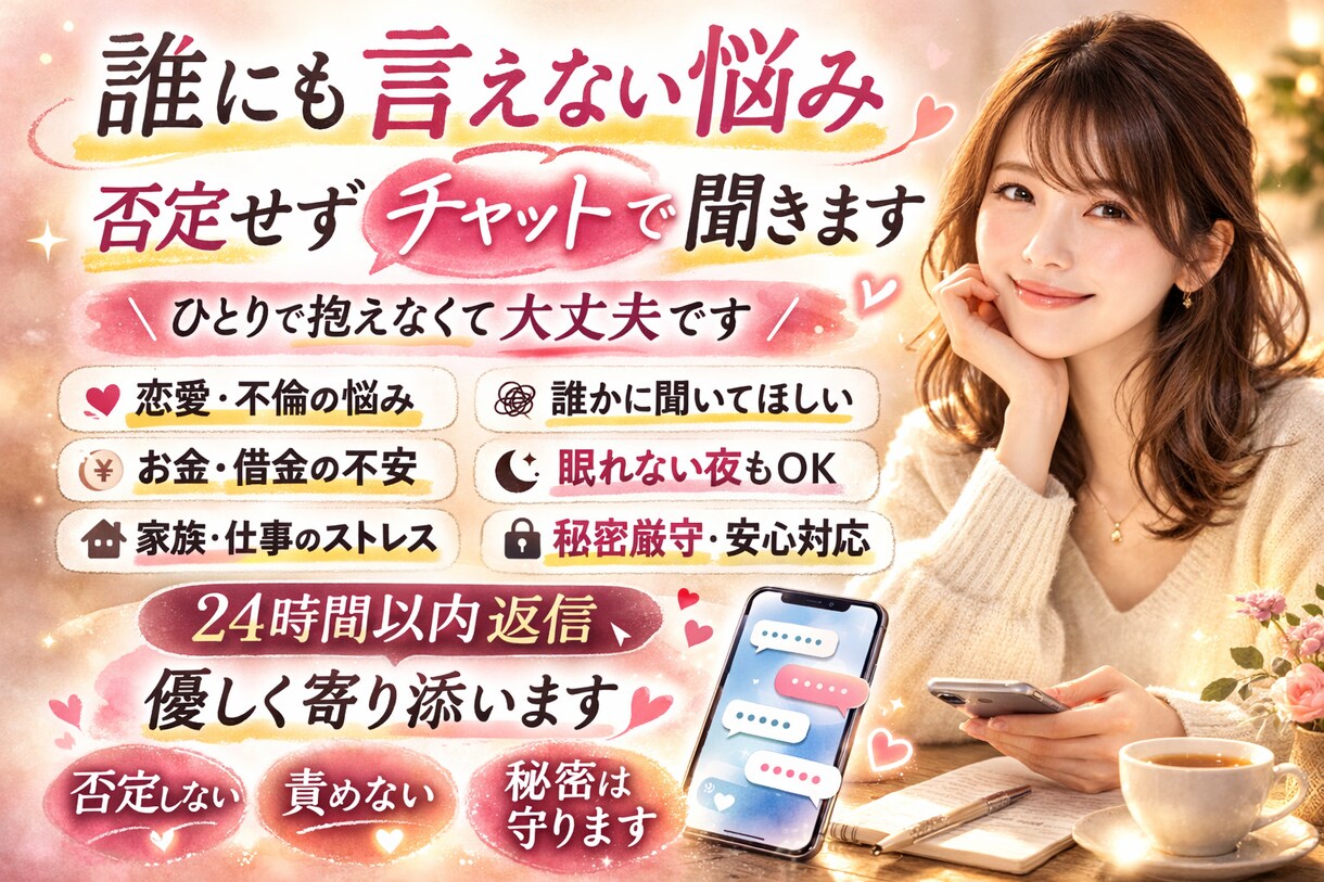 誰にも言えない話否定せず聞きます 即日返信！一人で抱え込まなくて大丈夫だよ イメージ2