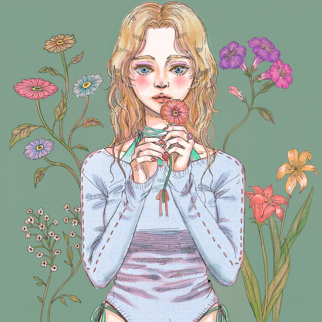 商用OK.ガーリーなカラーイラスト描きます アナログチックなレトロでオシャレなカラーイラストです。 イメージ5
