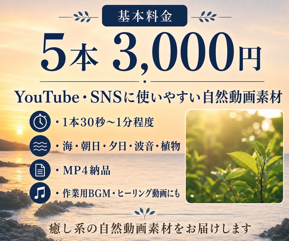 癒しの自然動画素材を5本届けます YouTube・SNS用の癒し系自然動画です イメージ2