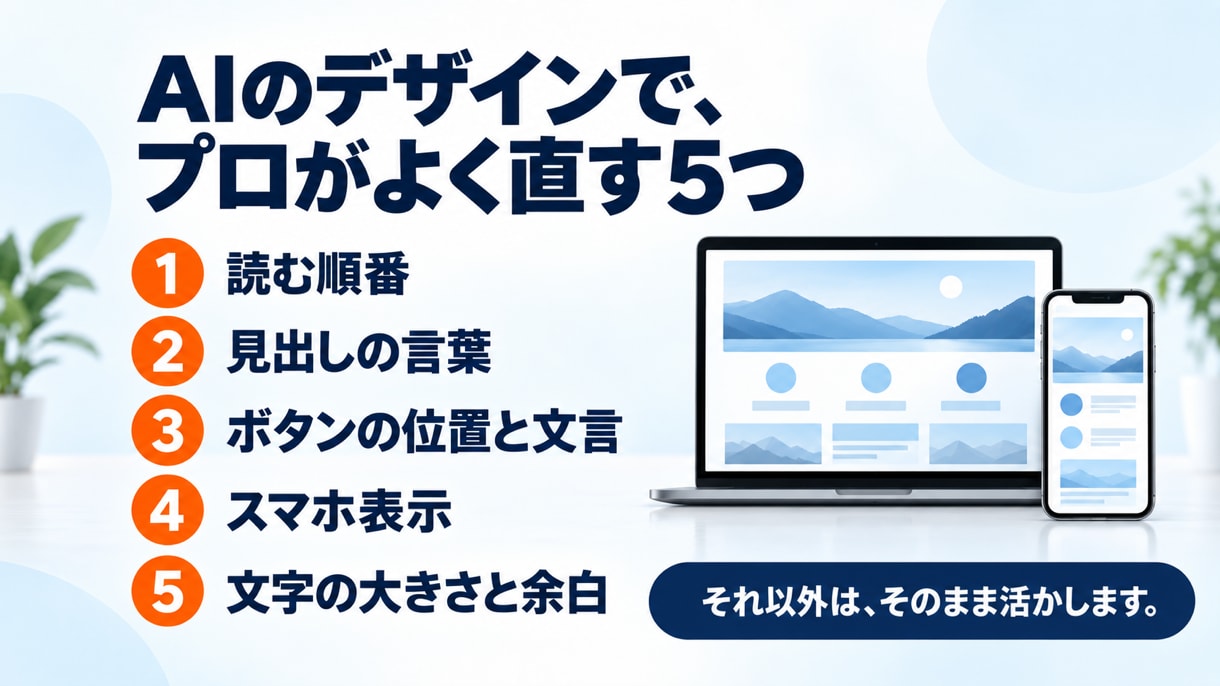 AIで作ったデザインプロが整えて実装します プロが整えて公開まで。静的サイトだから保守費なし イメージ2