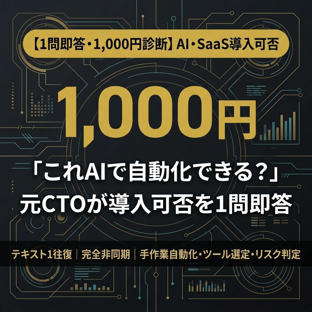 元ＣＴＯ★ＡＩ・ツール導入の可否判断します 「これAIで自動化できる？」に元CTOが1問即答 イメージ1