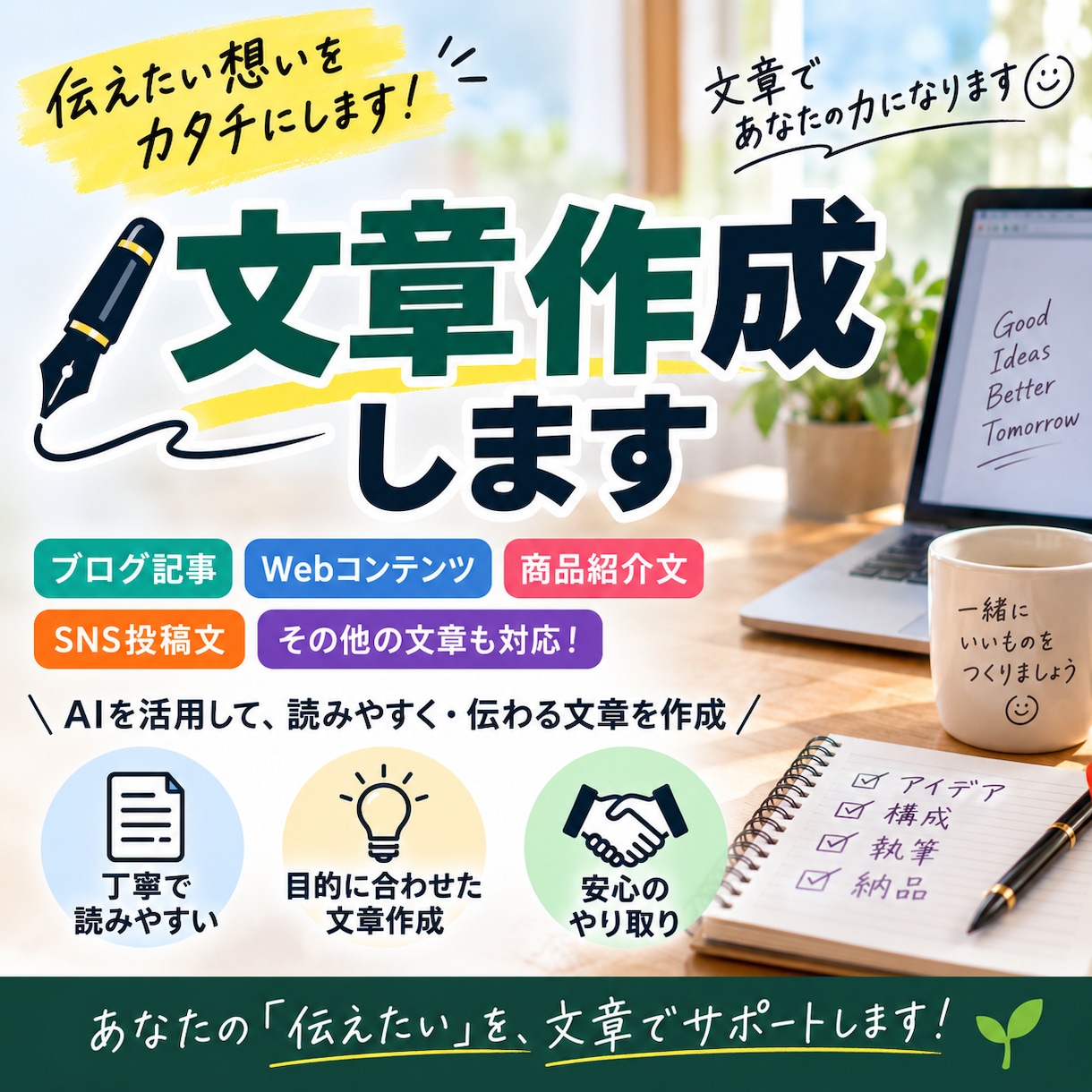 AIを活用して記事・文章を作成します ブログ記事や商品紹介文などを丁寧に作成します イメージ1