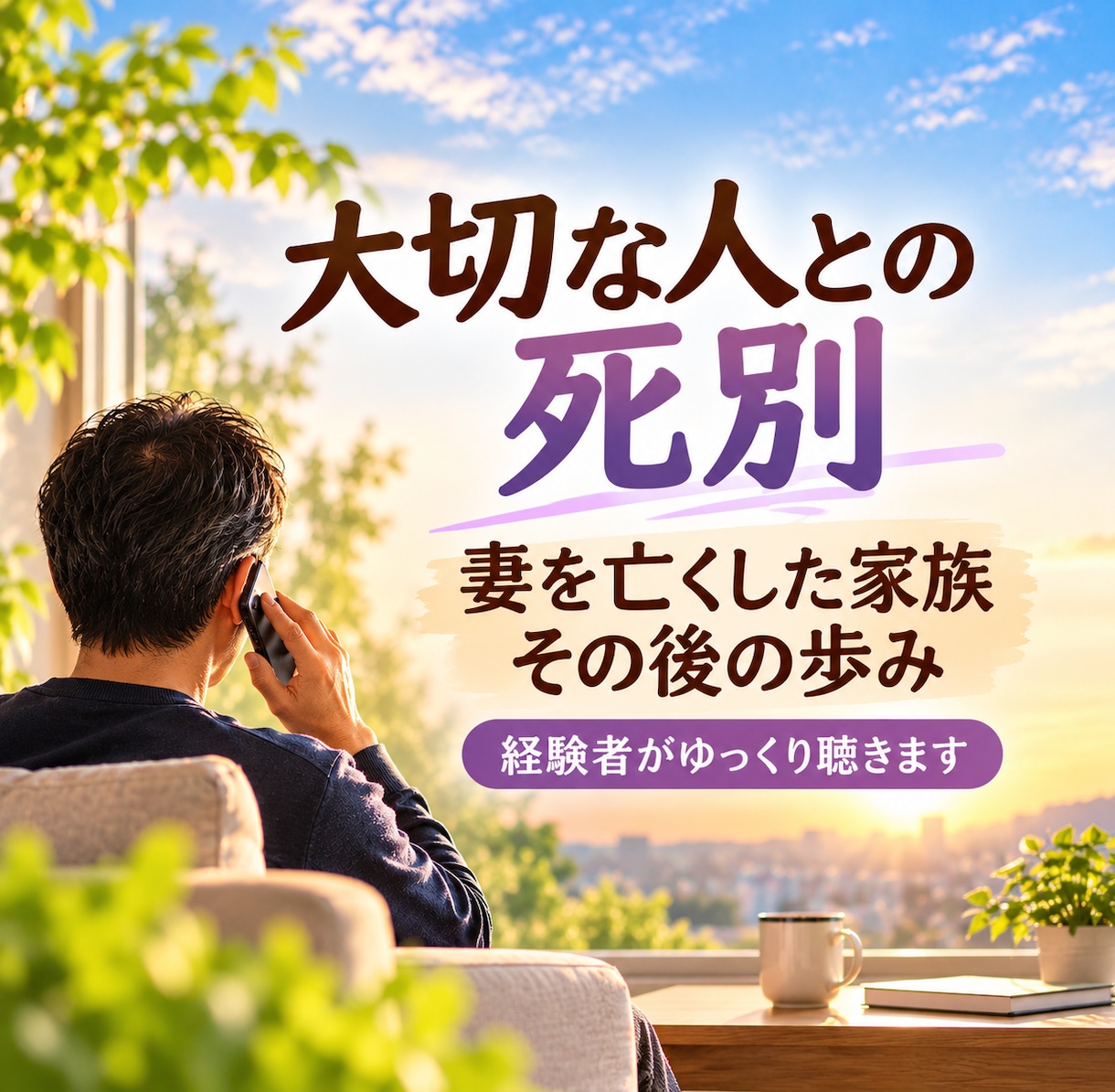 配偶者との死別、その後のお気持ちを経験者が聴きます 妻を亡くしてもうすぐ4年。家族のその後の歩みもお話しできます イメージ1