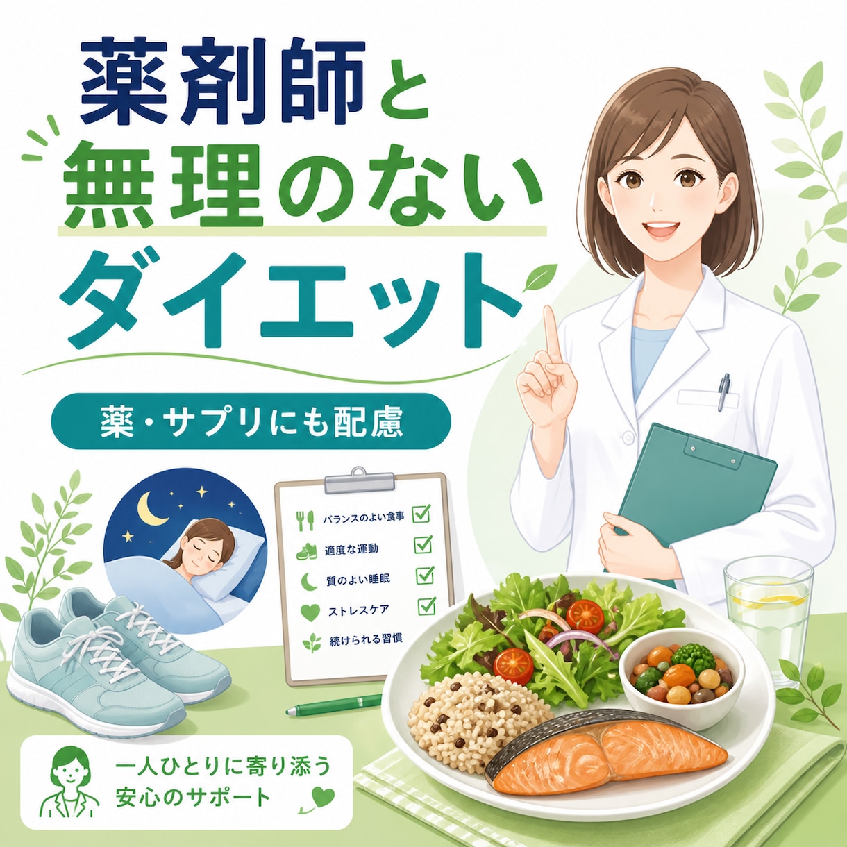 薬剤師が無理のないダイエットを一緒に考えます 薬・サプリにも配慮し、続けやすい習慣を整理 イメージ1