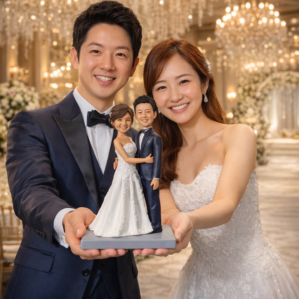 結婚祝い写真から作るフィギュア｜結婚式似顔人形ます オーダーメイド新郎新婦 結婚記念日ギフト 特別なプレゼント イメージ1