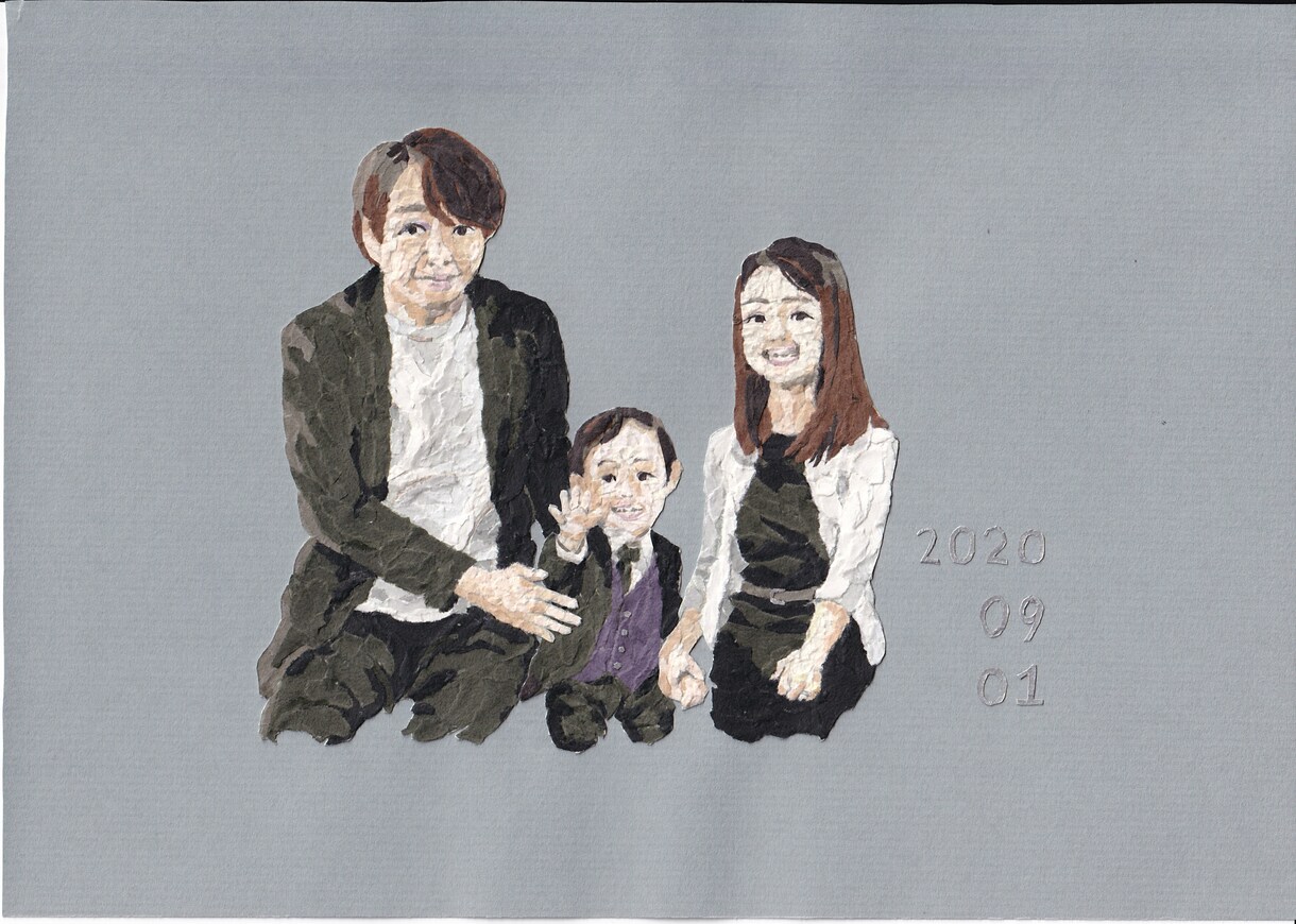 似顔絵作ります 紙を千切って貼って、ちぎり絵で似顔絵を作成致します イメージ2