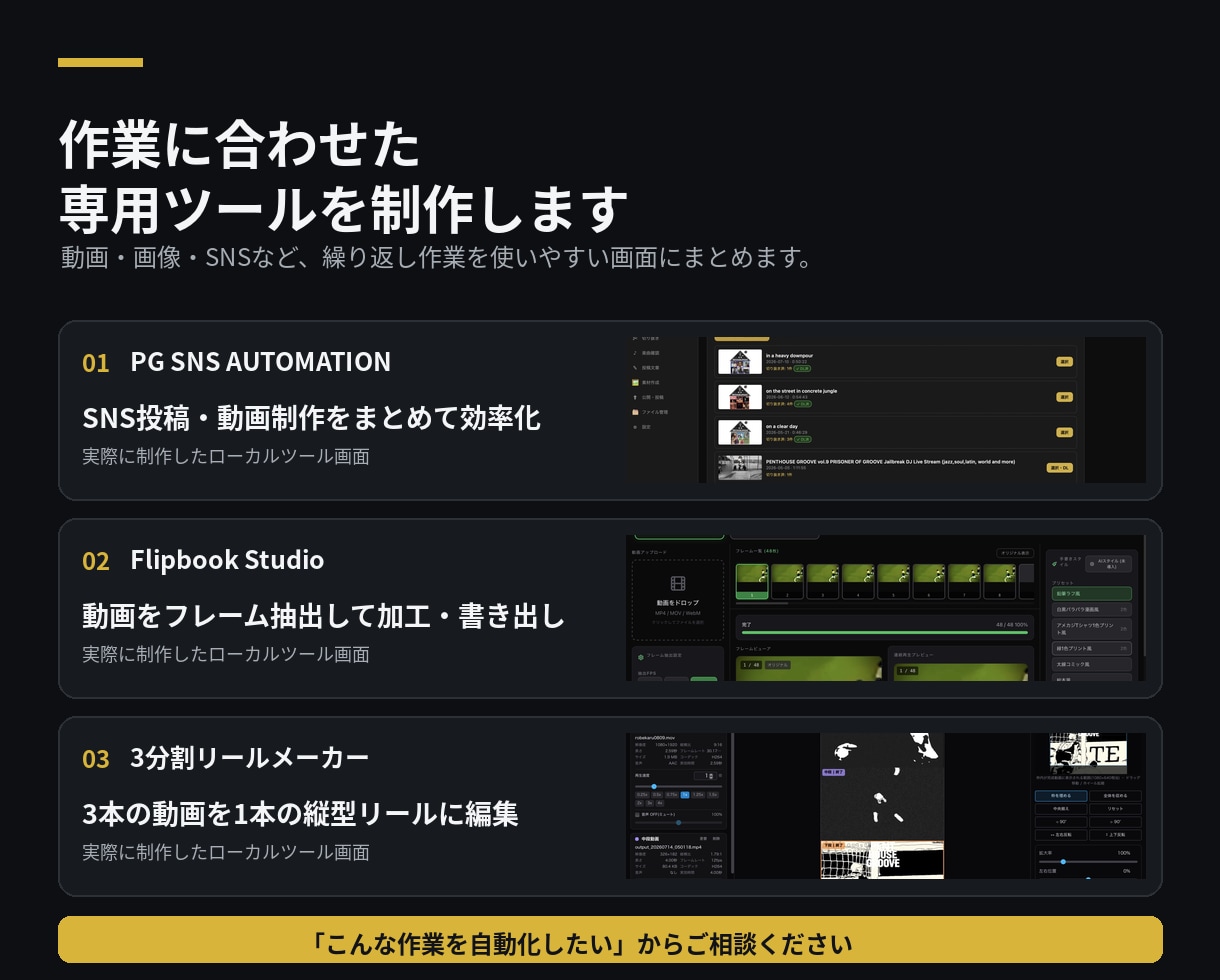 面倒なPC作業を専用ツールで自動化します 繰り返し作業や画像・動画処理をあなた専用にツール化 イメージ1