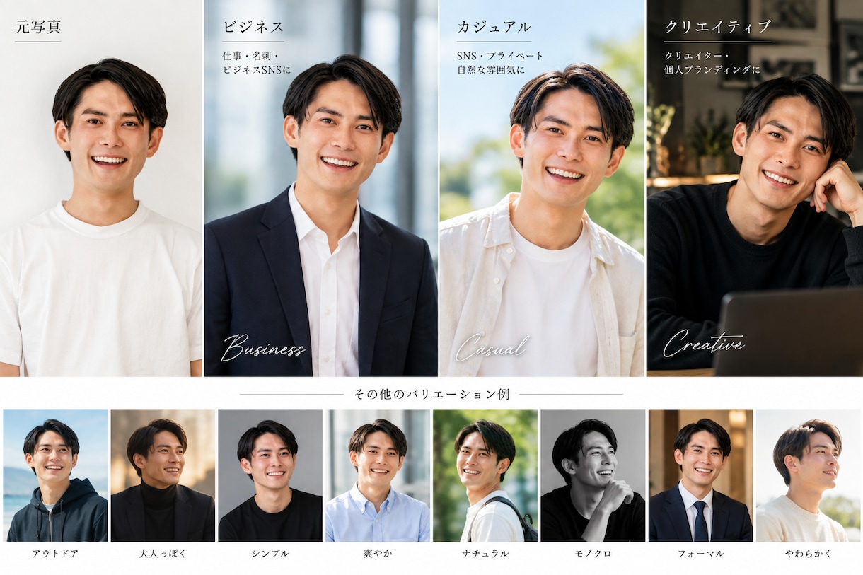 プロカメラマンがAIでプロフィール写真を制作します あなたらしさを残した自然なAI写真を制作します イメージ1
