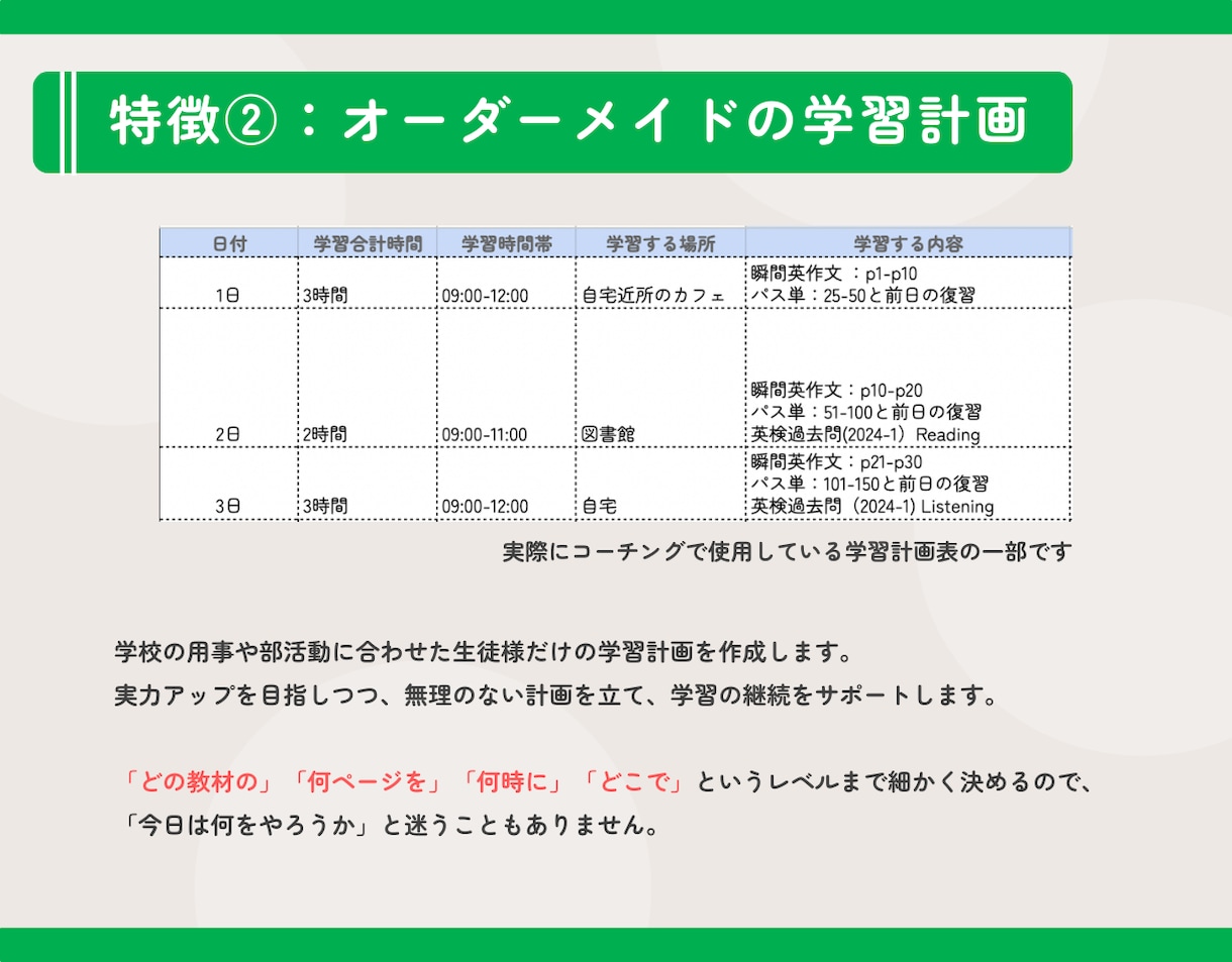 高校生｜英語の1ヶ月コーチングをします 大学受験／模試対策／定期テスト対策／中学英語の復習 イメージ5