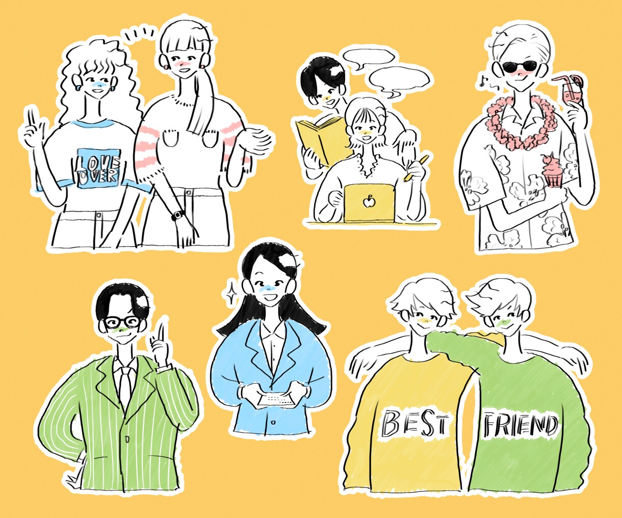 web、チラシ、雑誌などユルかわいく飾ります お洒落でかわいいユルイラスト！ふんわり優しい雰囲気に イメージ2