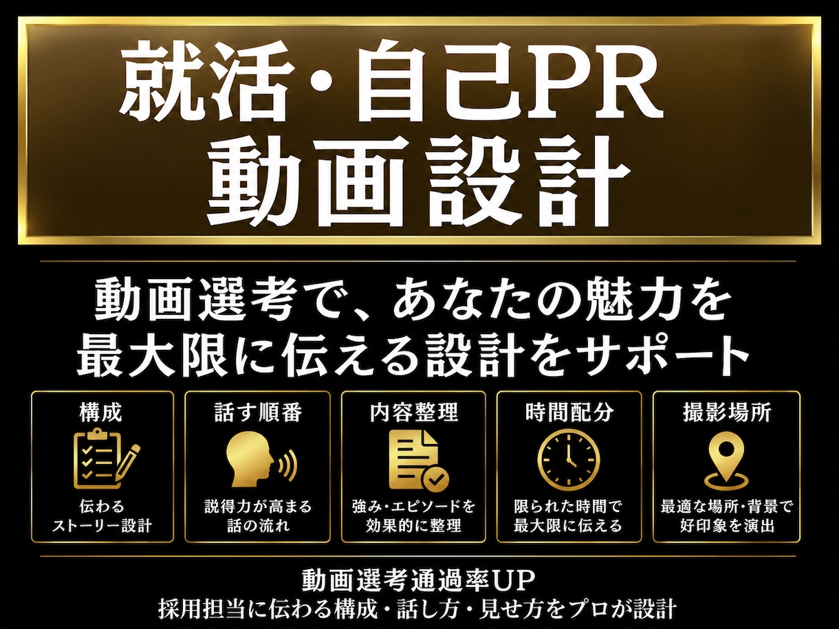 就活用エントリー動画を一緒に設計します 大手メディア現役社員が「伝わる動画構成」を一緒に設計します イメージ1