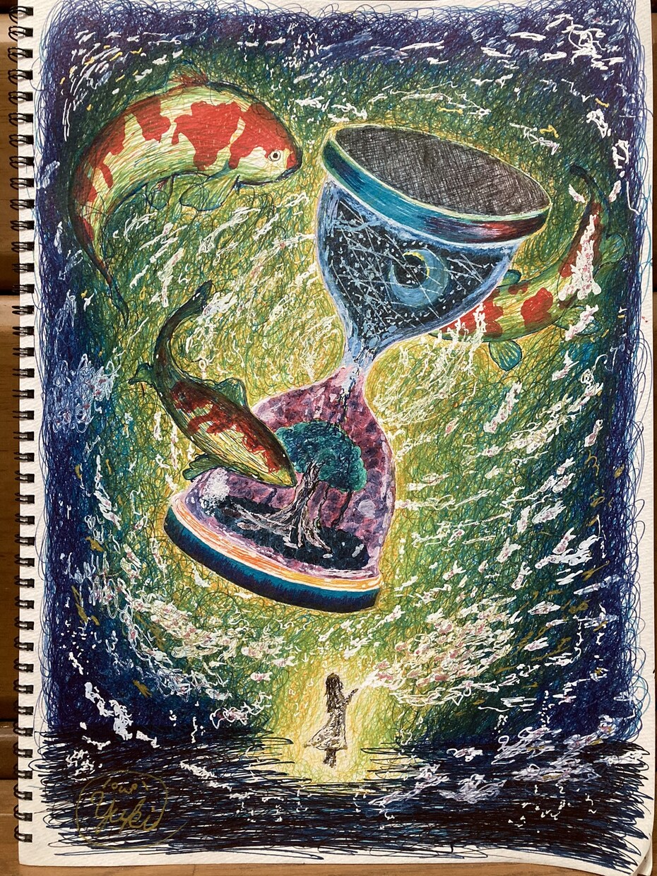 幻想的な世界を手描きのボールペンイラストにします あなたの創造する世界を一枚のイラストにしてみませんか？ イメージ3