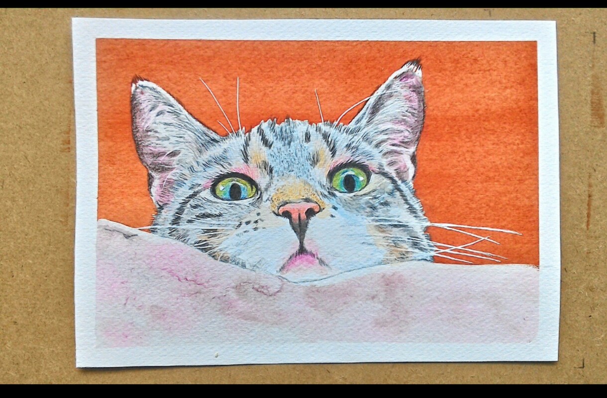 写真をもとに人物、ペットの似顔絵を描きます 透明水彩絵の具で厚めの水彩紙にポートレートを描きます。 イメージ8
