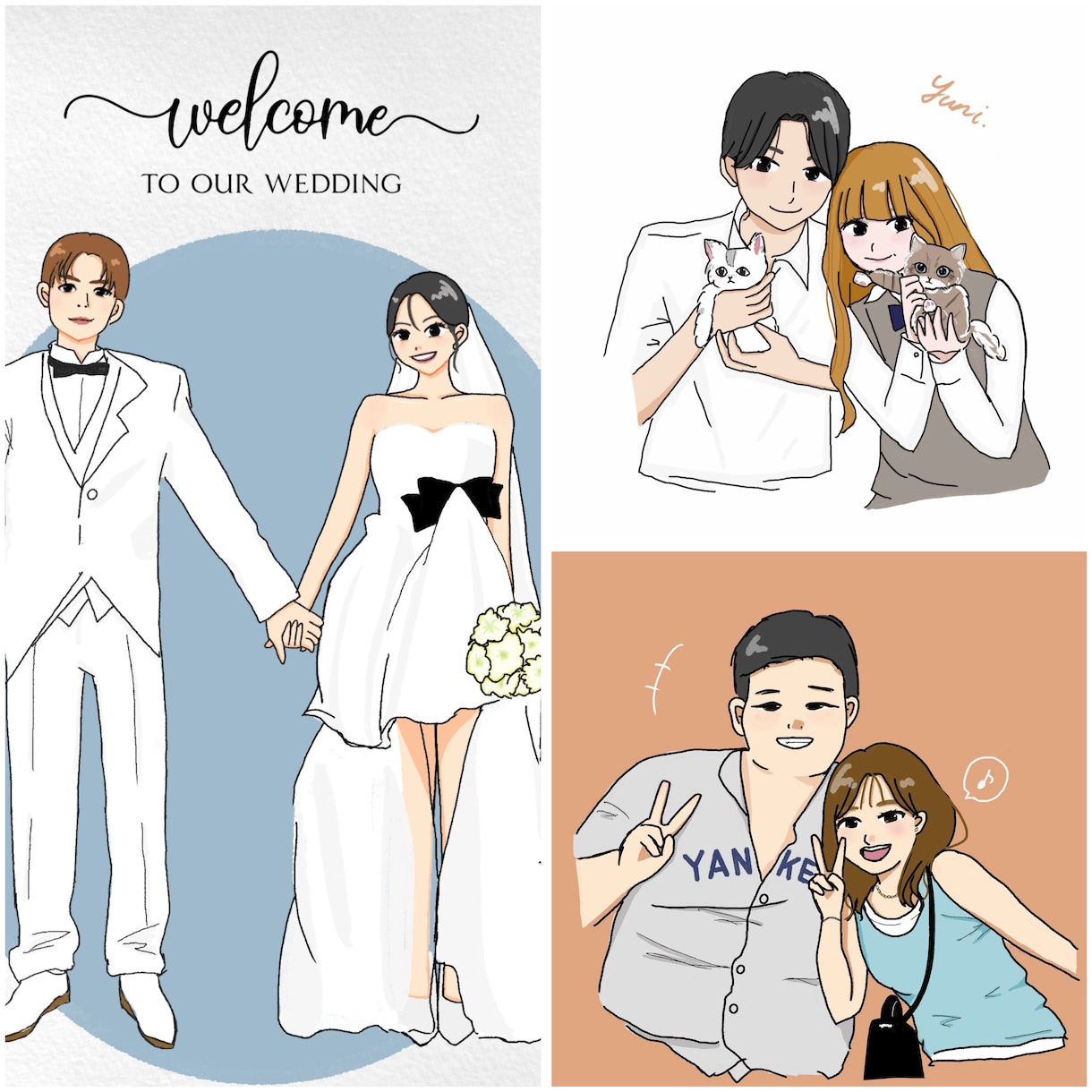 手描きでおしゃれ可愛い似顔絵イラストを描きます 【カップル／家族／結婚式】先着 5名様モニター価格中！ イメージ1