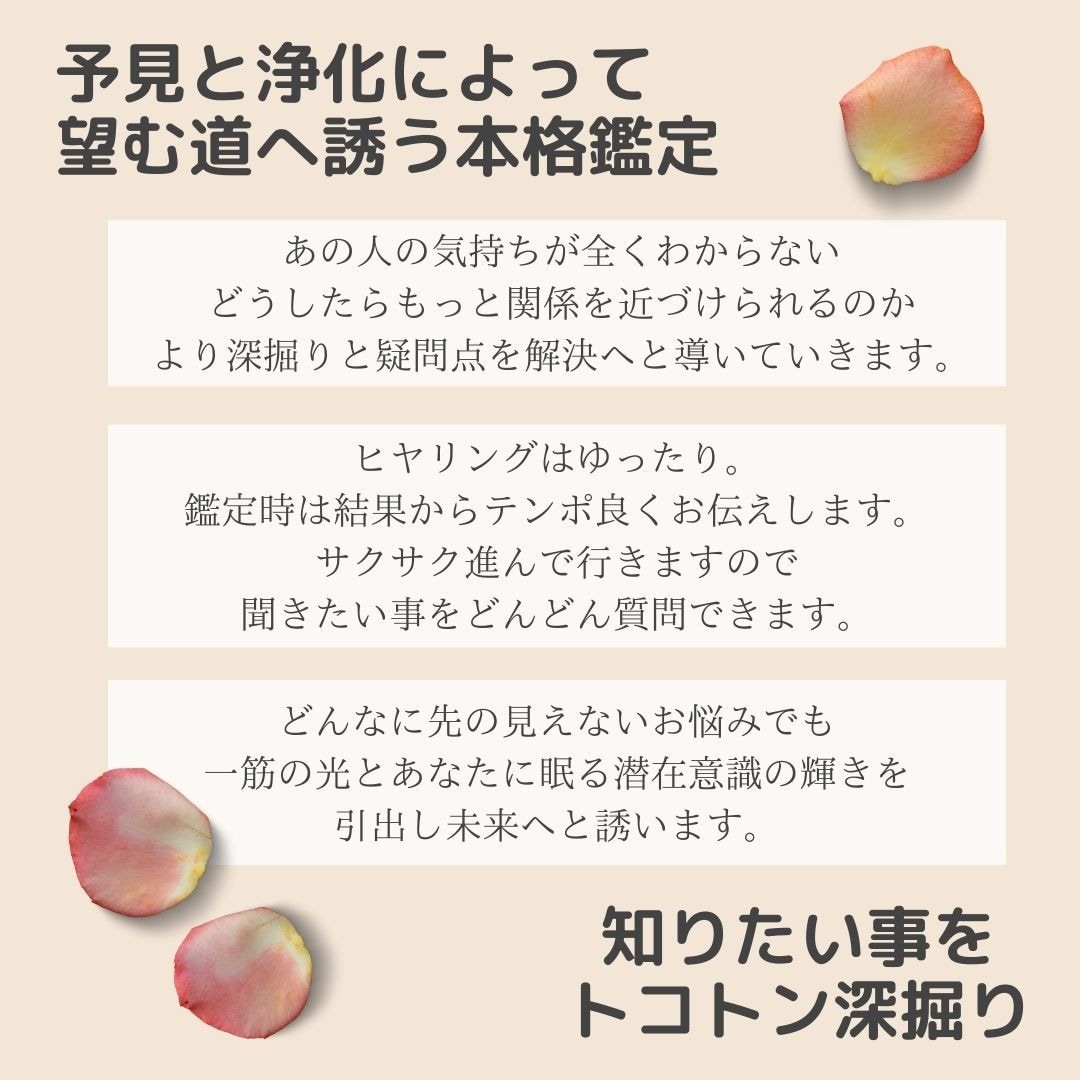 あの人の気持ちをとことんお届けします なぜ？どうして？を解決する深掘り鑑定〜恋愛〜 イメージ2