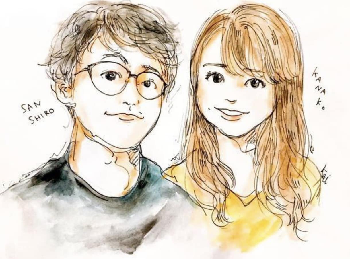 プレゼントにも！おしゃれな水彩の似顔絵描きます ウェルカムボードにもおすすめの手描きの原画サービスです。 イメージ3