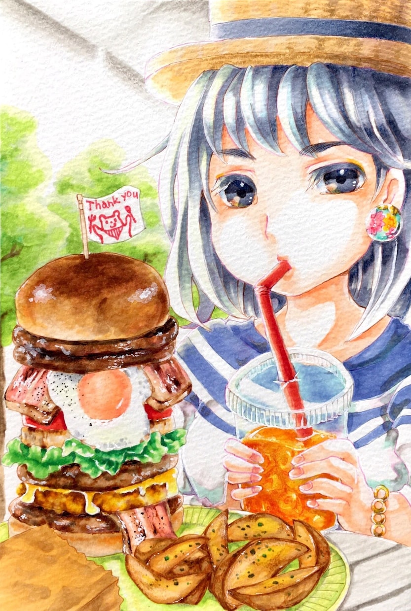 ポストカードサイズの紙にイラスト描きます アナログなほんわかしたイラストが欲しいとき イメージ6