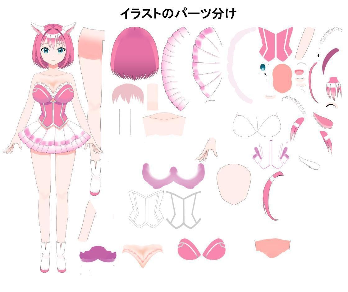 Vtuberキャラデザ・立ち絵イラストを制作します パーツ分けしたLive2D用のイラストを納品 イメージ2