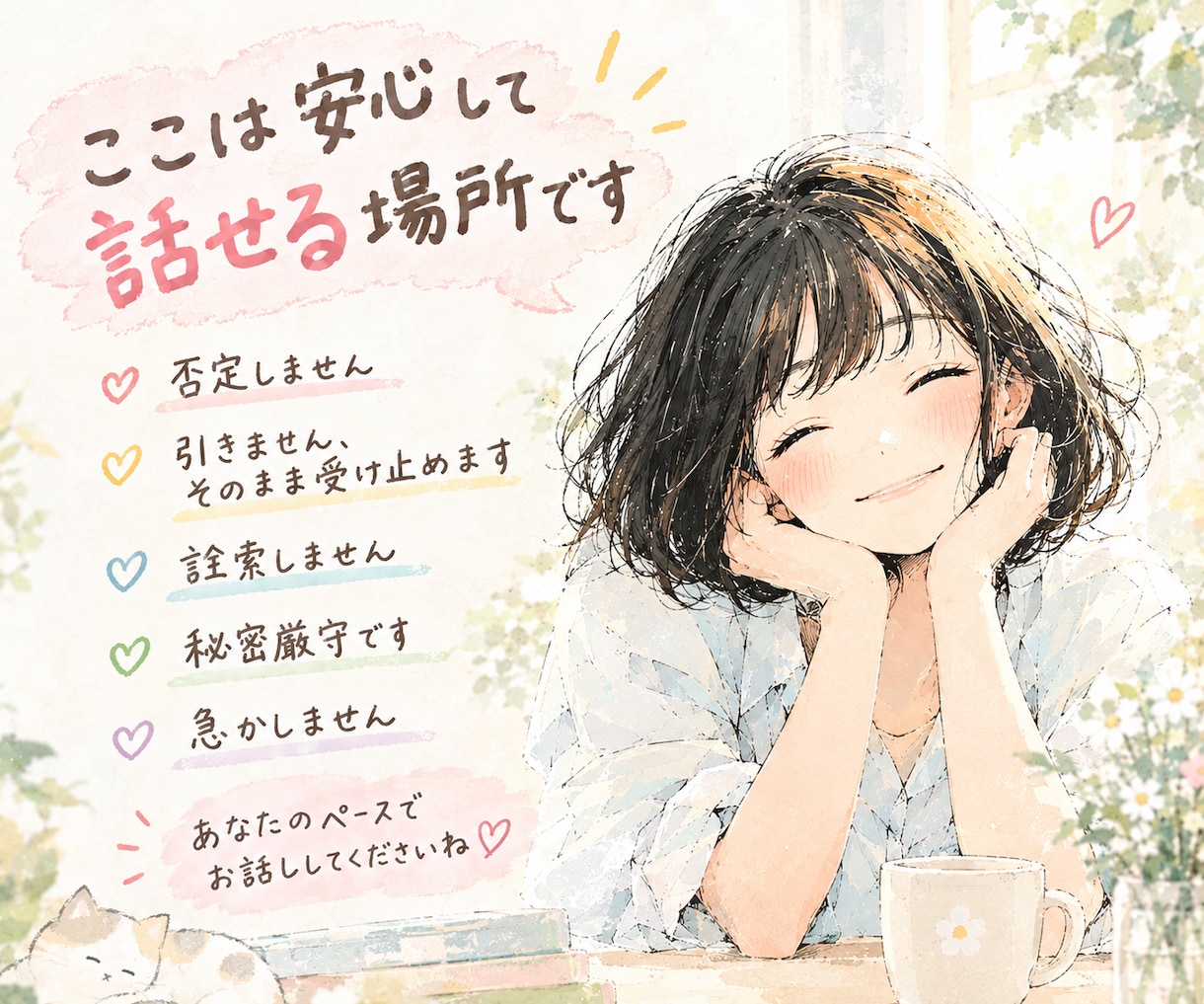 ちょっと誰かと話したい！1分だけでもお話聞きます 愚痴でも雑談でも大丈夫。話したいことをゆっくりどうぞ イメージ3