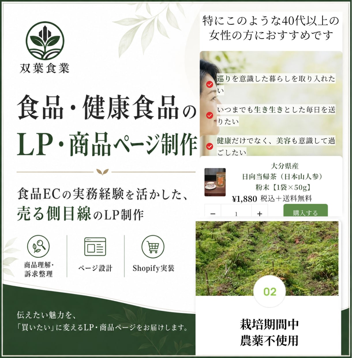 食品・健康食品のLP・商品ページを制作します 食品ECの実務経験を活かした、売る側目線のLP制作 イメージ1