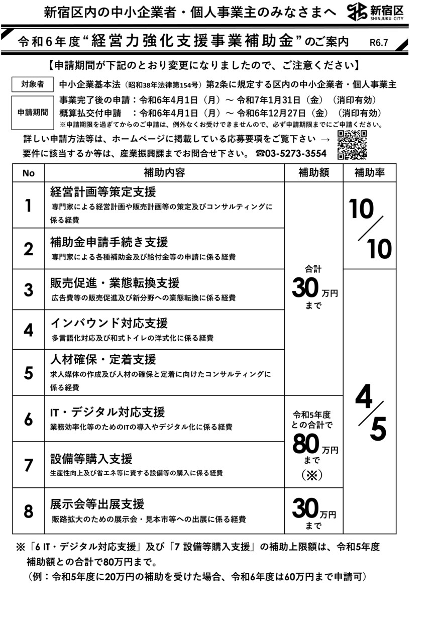 新宿区の経営力強化補助金の申請承ります 新宿区に事業所をお持ちの経営者さま必見！！ イメージ1