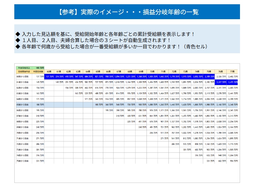 夫婦の年金と生活費を自動計算します 【1箇所入力】夫婦の年金と定年後の赤字リスクを見える化 イメージ8