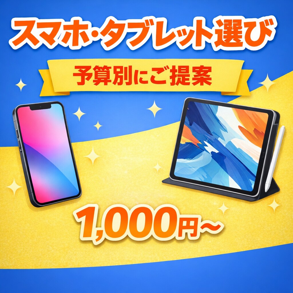 あなたに合うスマホ・タブレット選びをお手伝いします 実用性・コスパ重視で失敗しにくい機種選びをサポートします イメージ1