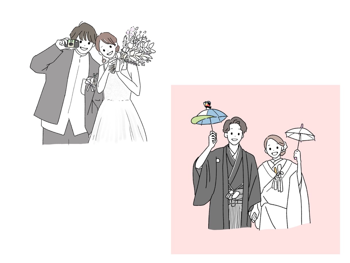 写真を元にシンプルなイラストを描きます 記念日、贈り物、SNS、ウェルカムボードやアイテムなどに♡ イメージ2