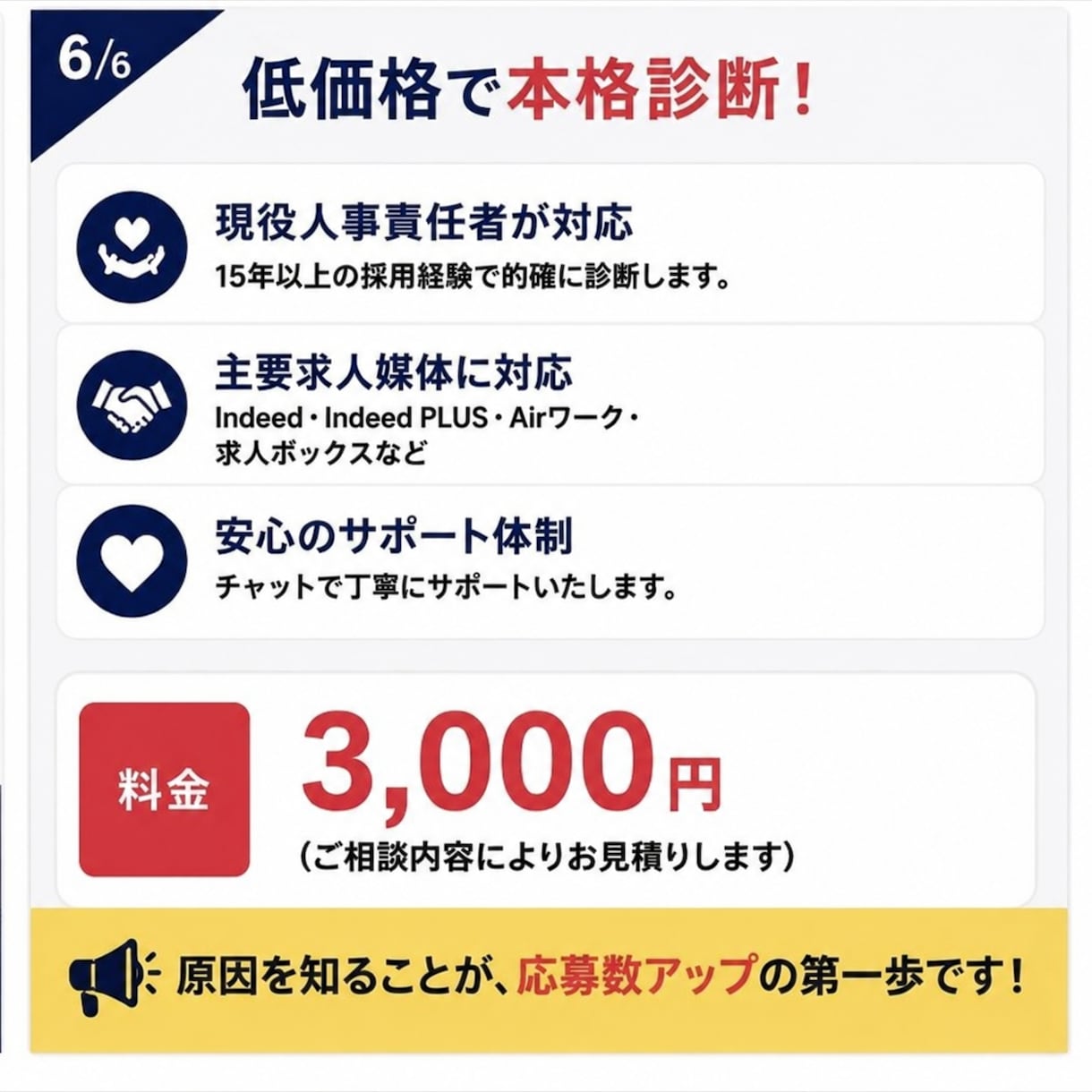応募が来ない求人広告を現役人事が診断します 採用歴15年｜改善点・修正例・優先順位を納品 イメージ6
