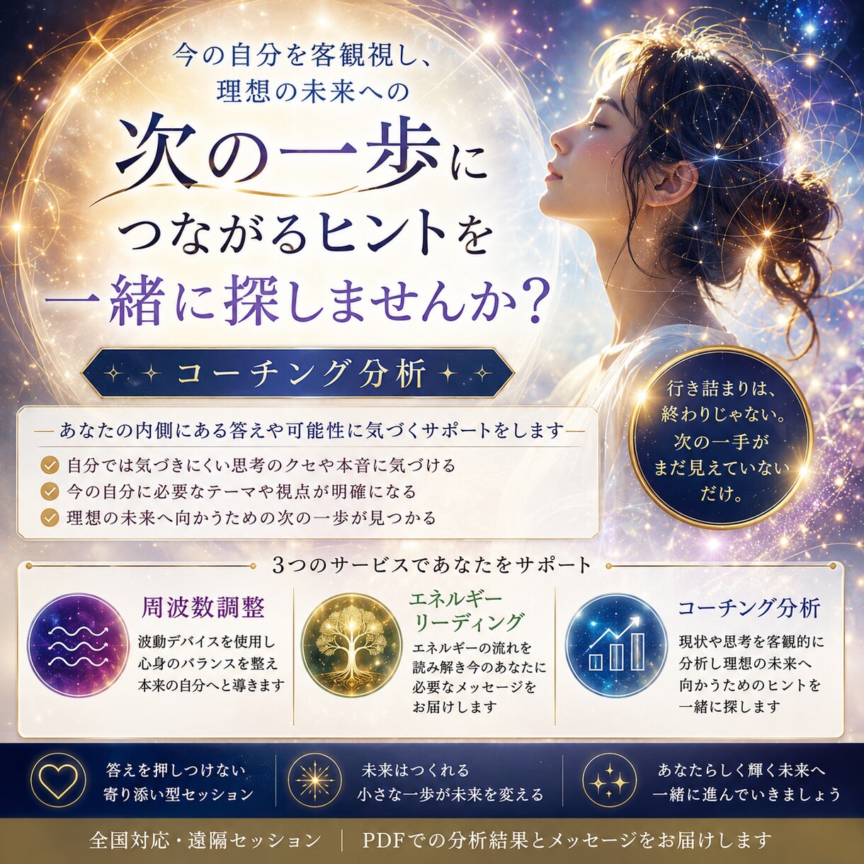 コーチング分析と周波数調整をおこないます 自分の本音を知り、理想の未来に近づくヒントを探しませんか？ イメージ1