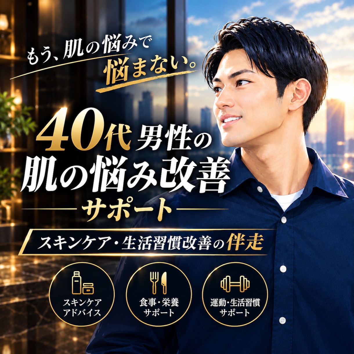 40代男性肌の悩み改善をサポートします マンツーマンで肌の悩み改善を伴走します。 イメージ1