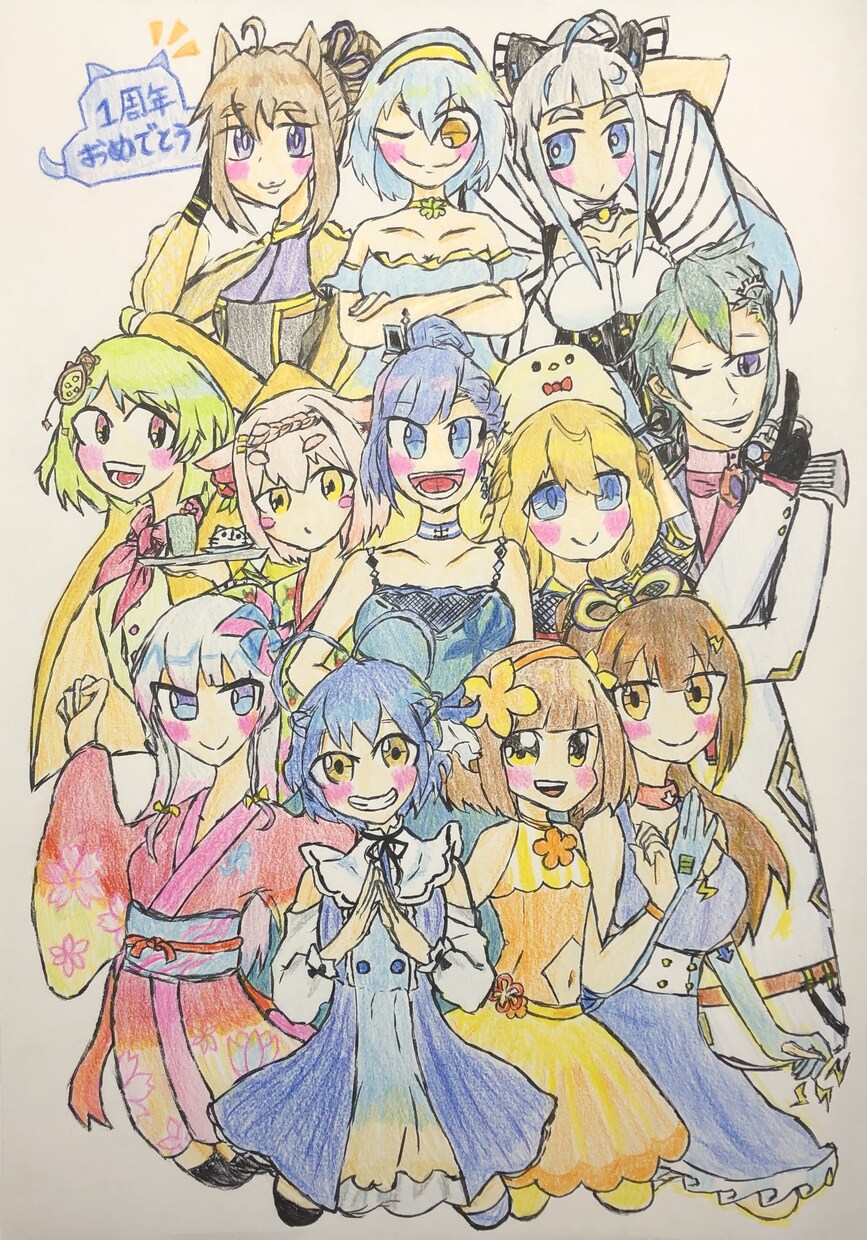 デフォルメキャラが並んだ集合イラストを描きます 3〜10くらいのデフォルメちゃん並べます記念イラストなどに イメージ3