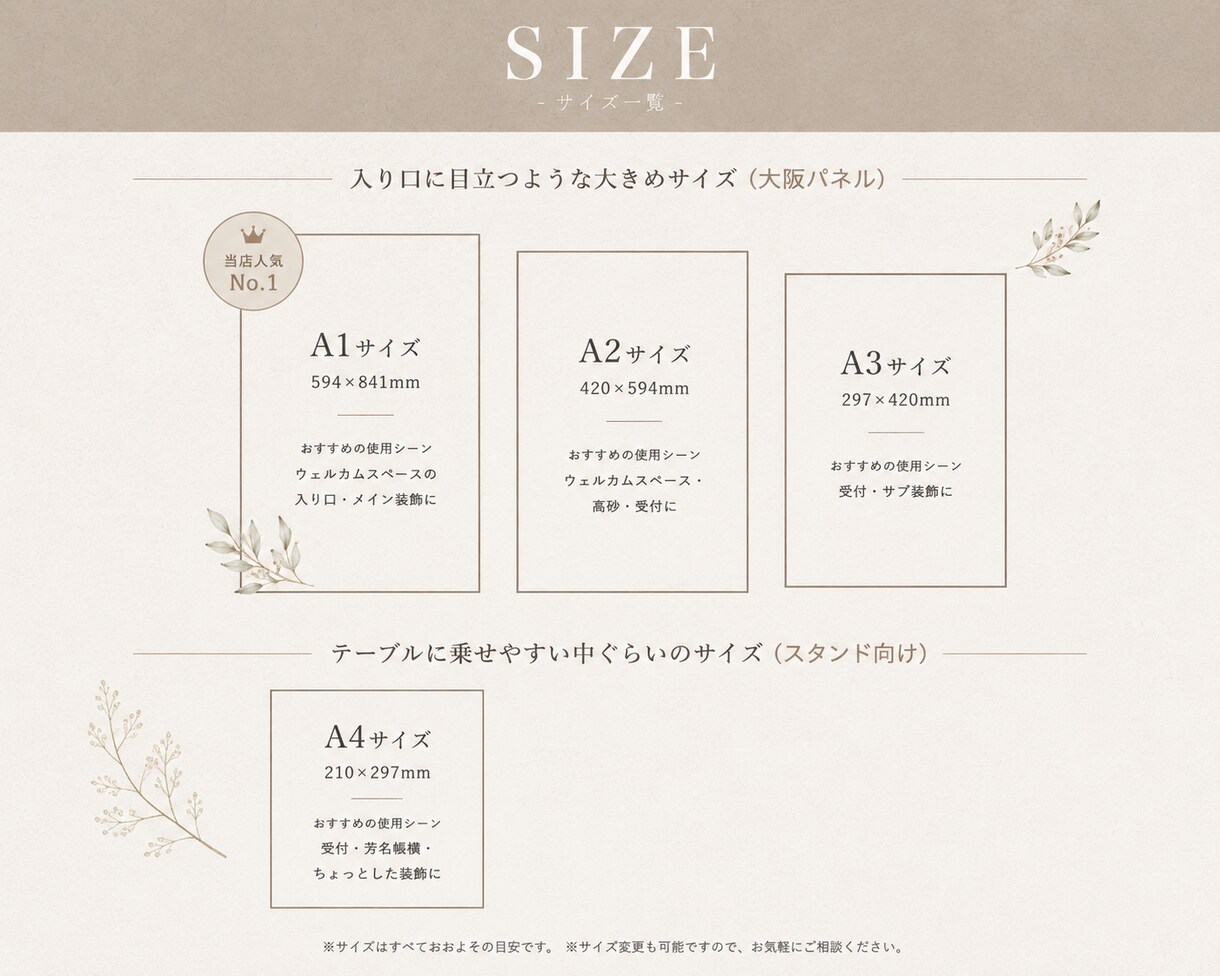 ウェルカムボードをA4〜A1サイズで作成します 結婚式用ウェルカムボードをおしゃれに作成します。 イメージ5