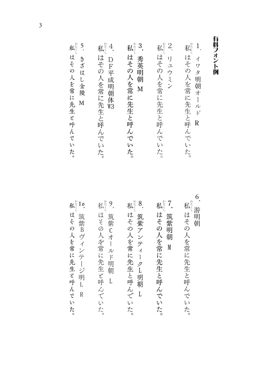 同人誌小説の組み版を有料フォントで行います 年間契約5万円のフォント＋有名フォントで見易い組版をお約束！ イメージ5