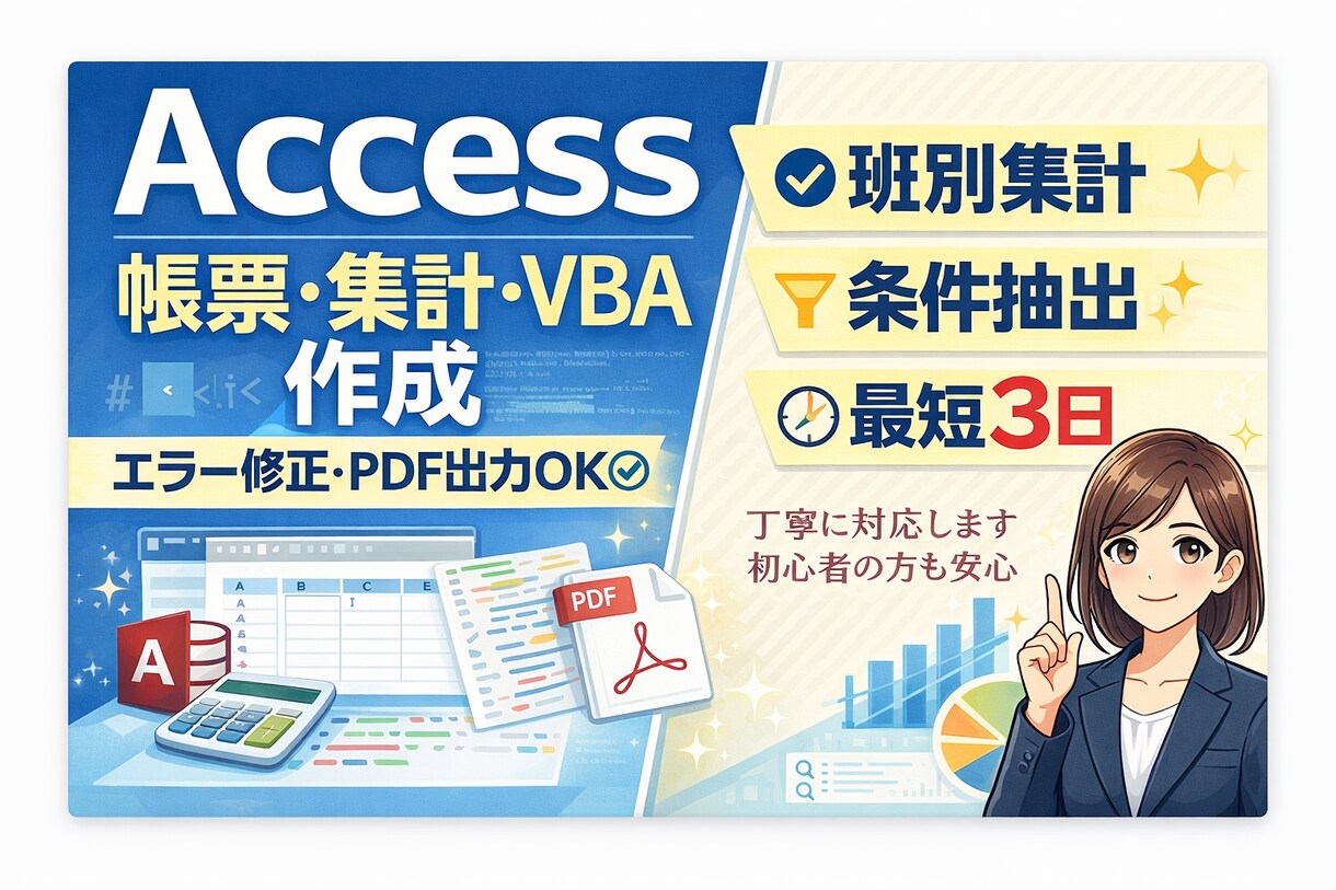 Accessの帳票・集計・VBA作成します 業務で使える実用的なAccessを作成します イメージ1