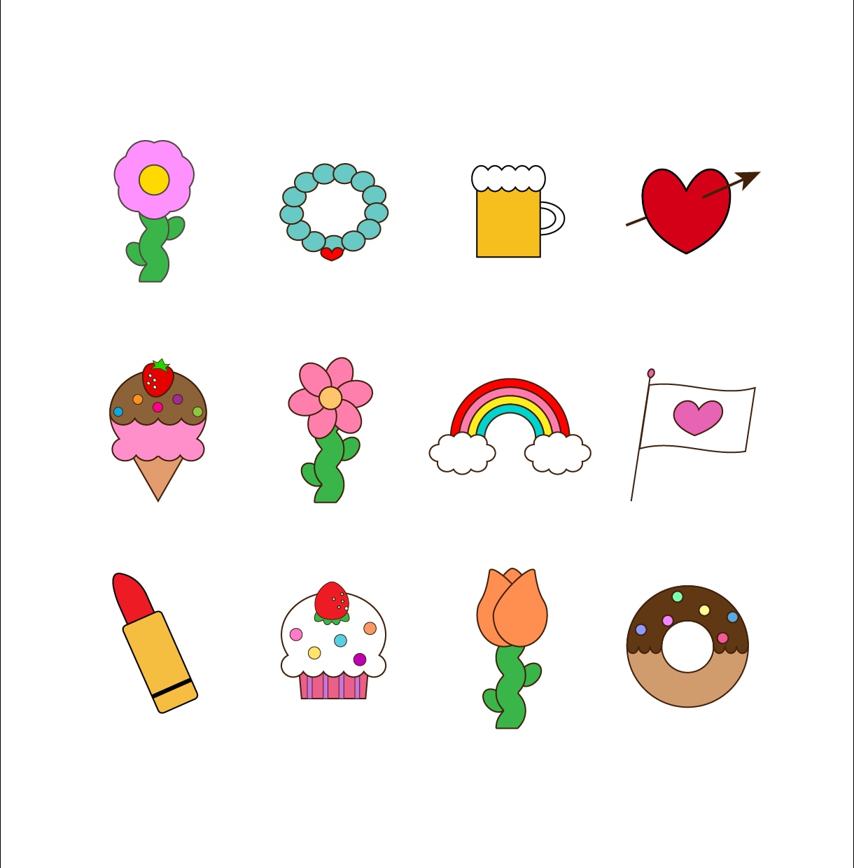 2つ1000円でアイコン・ピクトグラムを作成します 【やわらかく可愛いイラストで、印象に残るアイコン】 イメージ1