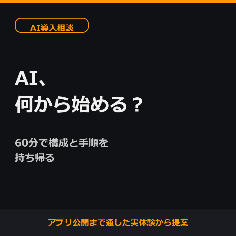 AIで何を自動化できるか60分で整理します アプリを公開まで通した実体験から次の一手を出します イメージ1
